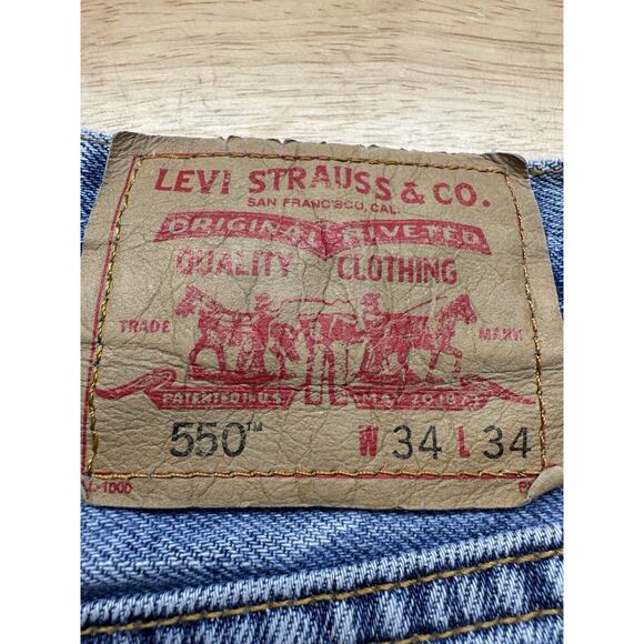 Levis 550 Relaxed Fit Straight Leg Vintage Denim Blue Jeans Mens 34x34 Y2K‎ - Picture 5 of 5